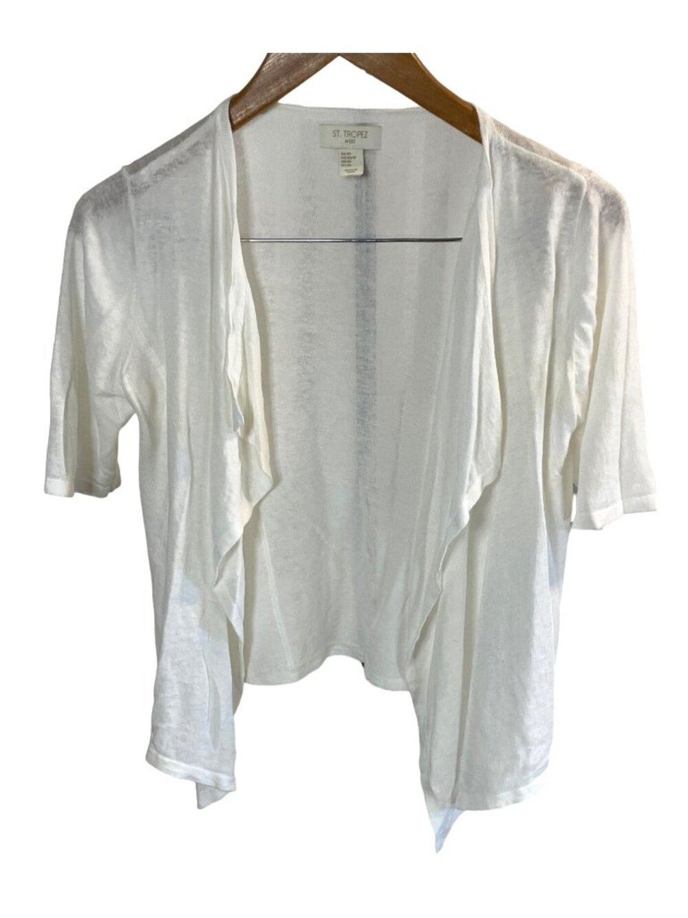 St. Tropez West XS Knit Waterfall 1/2 Sleeve Open Cardigan Sweater Beachy Coast